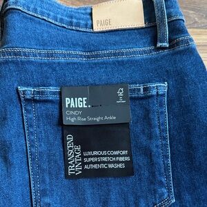 PAIGE Dark Blue Straight Leg Jeans